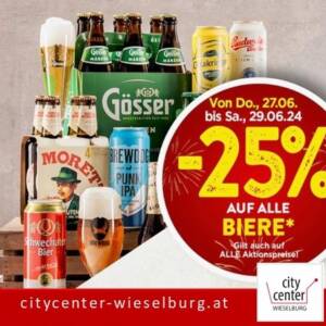 Bier MINUS 25 % bei Spar Moser