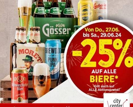Bier MINUS 25 % bei Spar Moser