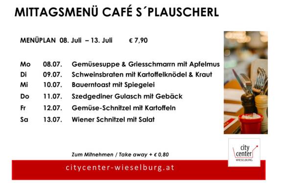 Menüplan Café s`Plauscherl