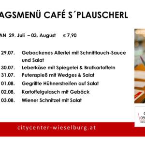 Menüplan Café s`Plauscherl