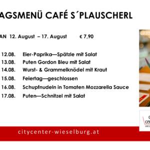 Menüplan Café s`Plauscherl