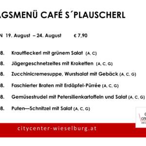 Menüplan Café s`Plauscherl