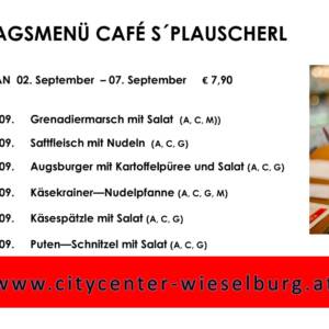 Menüplan Café s`Plauscherl