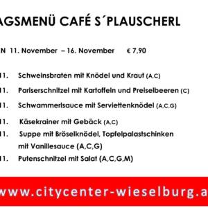 Menüplan Café s`Plauscherl