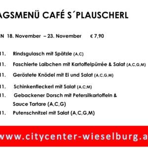 Menüplan Café s`Plauscherl