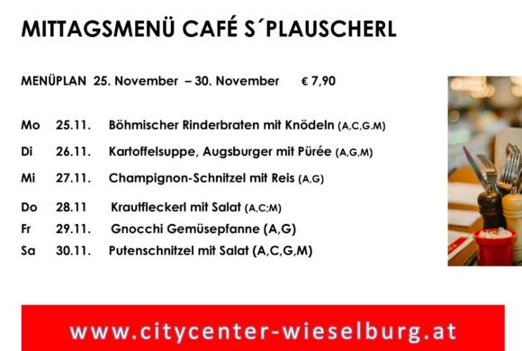 Menüplan  Café s`Plauscherl